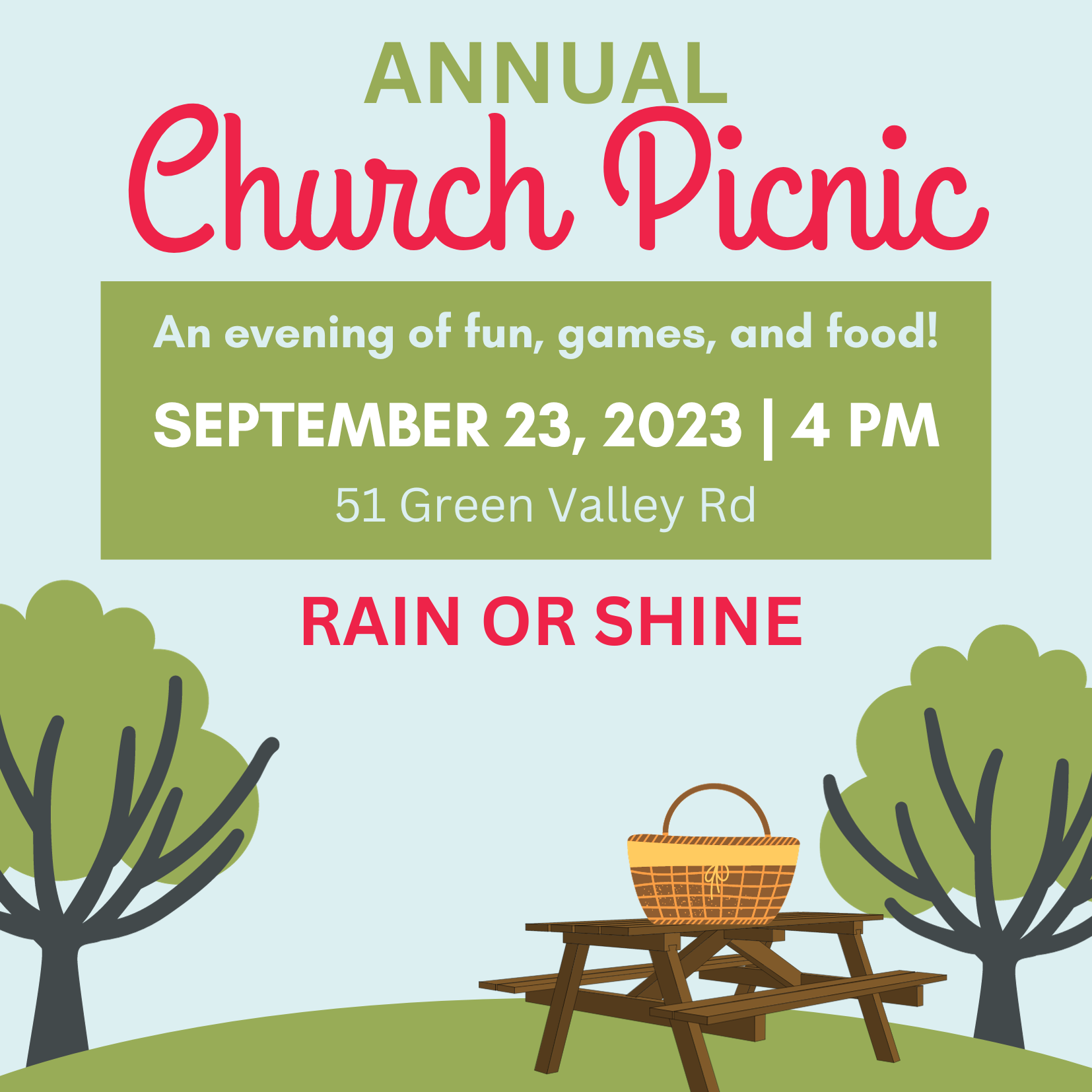 Annual Picnic Rain or Shine Event